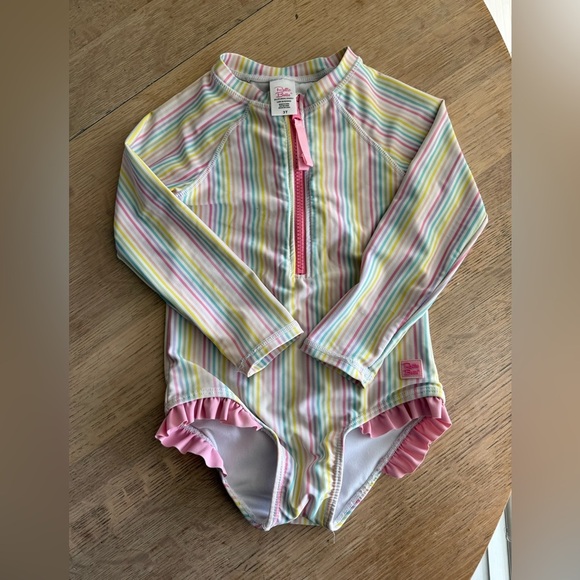 Ruffle Butts One Piece Colorful Striped Swimsuit Size 3T - Picture 1 of 4
